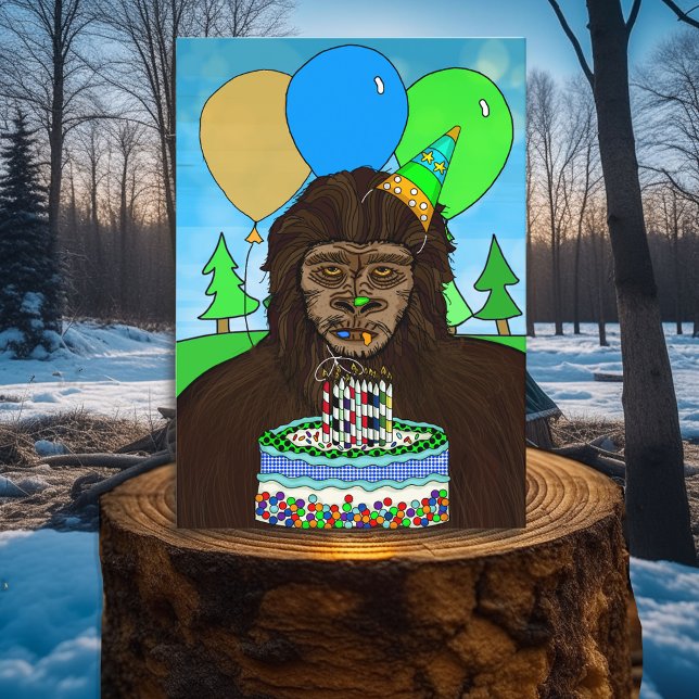 Lusnyj Bigfoot äter Birthday Cake Kort (Skapare uppladdad)