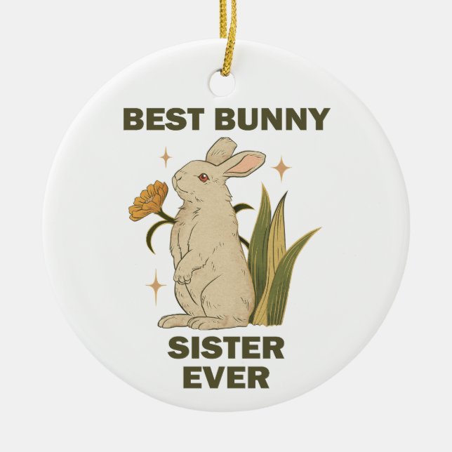 Lusnyj Bunny, bäste Bunny Sister nånsin, Bunny Äls Julgransprydnad Keramik (Framsidan)