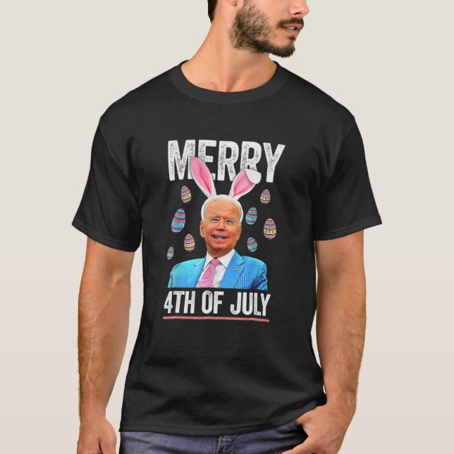 Lusnyj Bunny Joe Biden 4 juli Glad påsk Dagen T Shirt (Framsida)
