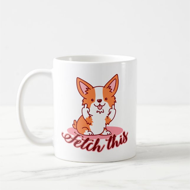 Lusnyj Corgi Hund Mitten Finger Fetch detta Kaffemugg (Vänster)