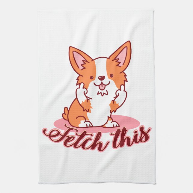 Lusnyj Corgi Hund Mitten Finger Fetch detta Kökshandduk (Vertikal)