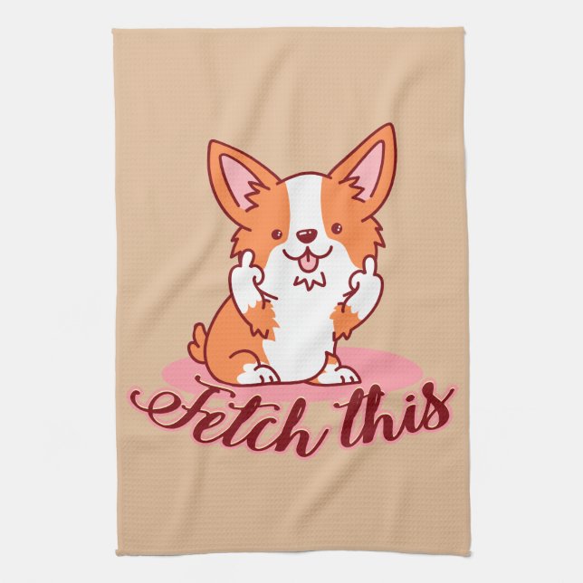 Lusnyj Corgi Hund Mitten Finger Fetch detta Kökshandduk (Vertikal)