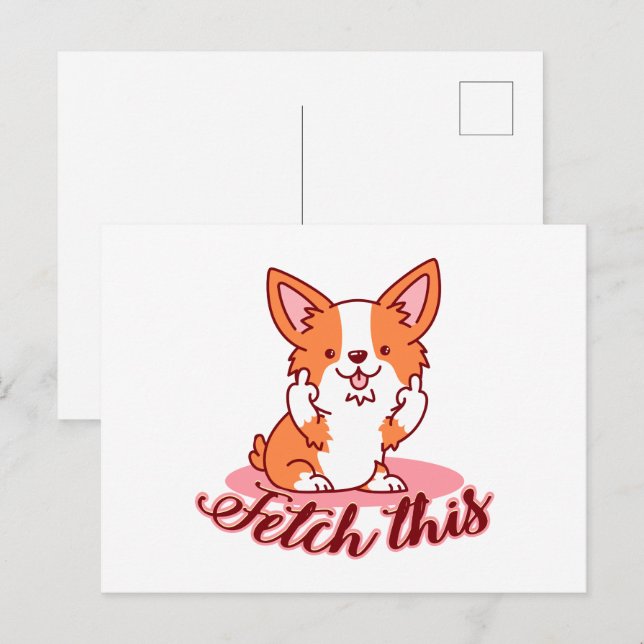 Lusnyj Corgi Hund Mitten Finger Fetch detta Vykort (Fram/baksida)