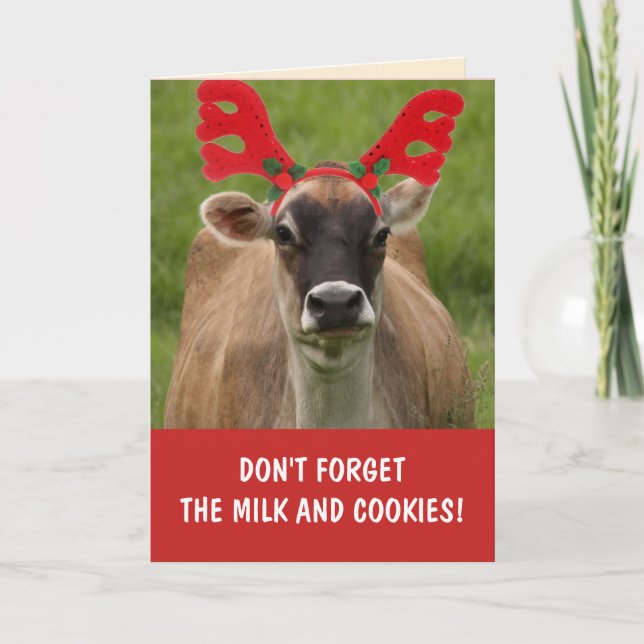 Lusnyj Cow Mjölk och Cookies Jul Kort (Framsida)