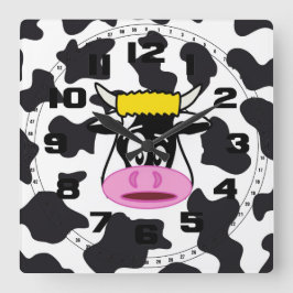 Lusnyj Crazy Cow Bull på mejerikoksutskrift Mönste Fyrkantig Klocka