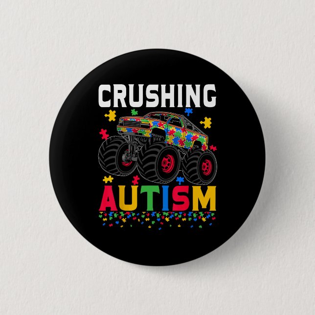 Lusnyj Crushing Autism Awareness Monster Lastbil P Knapp (Framsida)