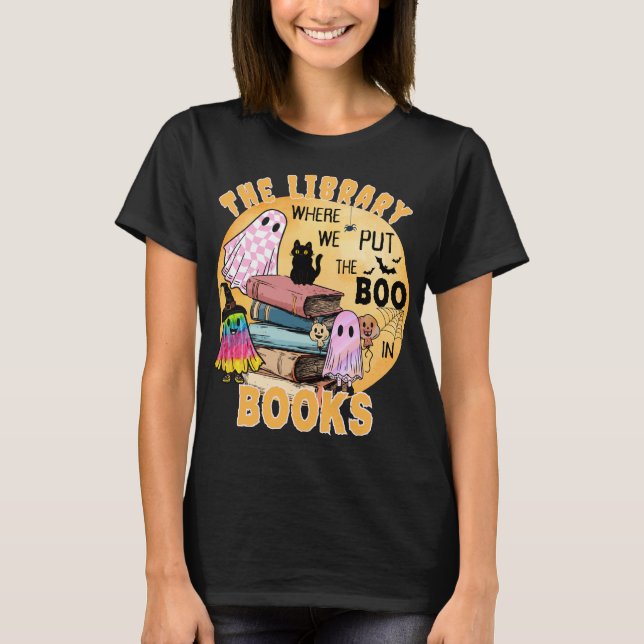 Lusnyj Cute Halloween-bibliotekarie med Namn på ba T Shirt (Framsida)
