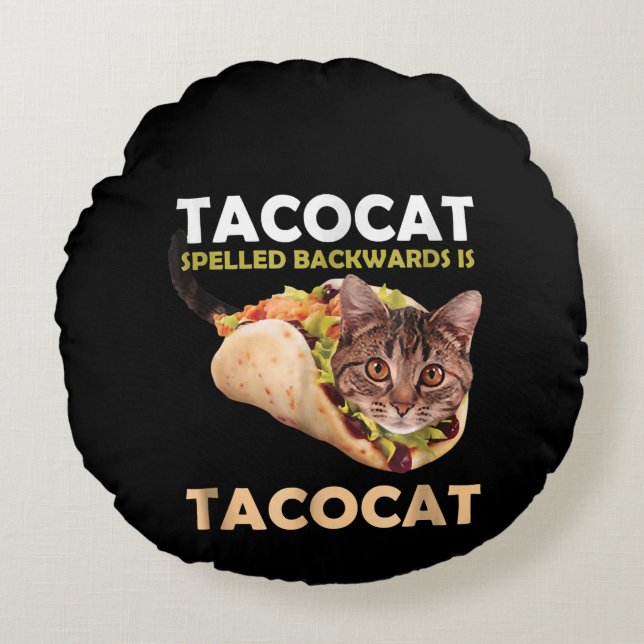 Lusnyj Cute Tacocat Taco Cat Spached Rund Kudde (Framsidan)