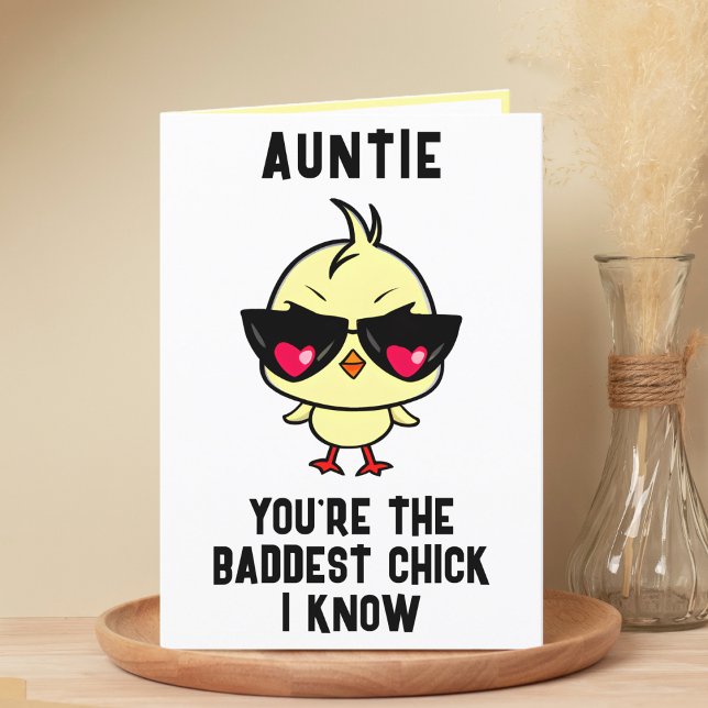 Lusnyj dålig Chick Chicken Moster Grattis på födel Tack Kort (Funny Bad Chick Chicken Aunt Happy Birthday Thank You Card)