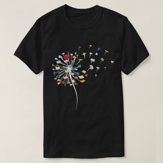 Lusnyj Dandelion Bokar Gift för att läsa Älskare K T Shirt (Design framsida)