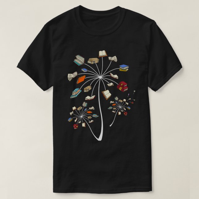 Lusnyj Dandelion Bokar Gift för att läsa Älskare K T Shirt (Design framsida)