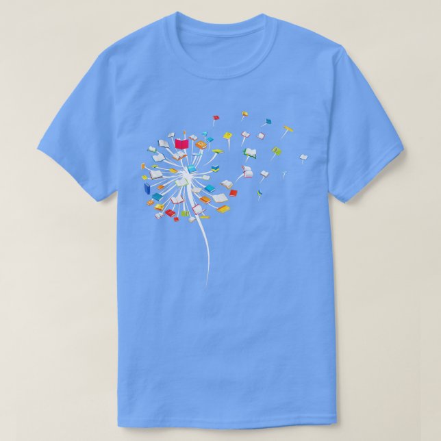 Lusnyj Dandelion Bokar Gift för att läsa Älskare K T Shirt (Design framsida)