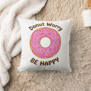 Lusnyj "Donut Worry Be Lycklig" Pun Kudde