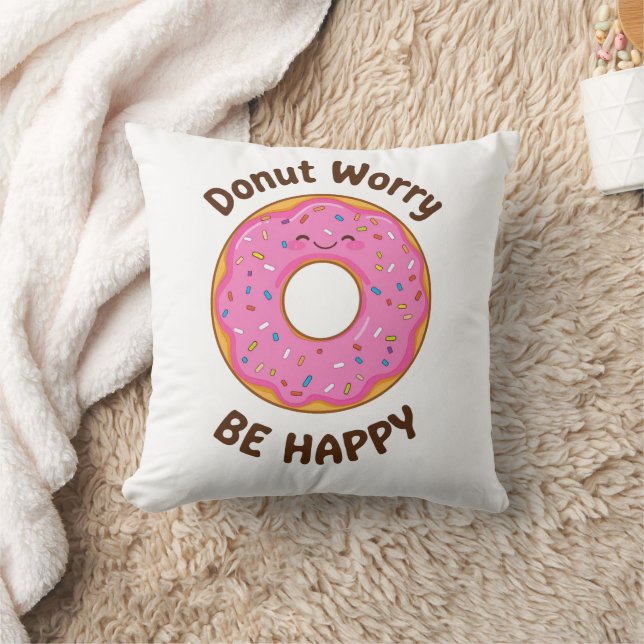 Lusnyj "Donut Worry Be Lycklig" Pun Kudde (Filt)