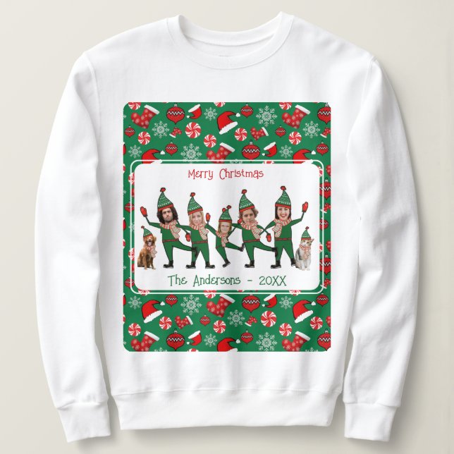 Lusnyj Elf din familj, 7 fuktiga julsötare T Shirt (Design framsida)