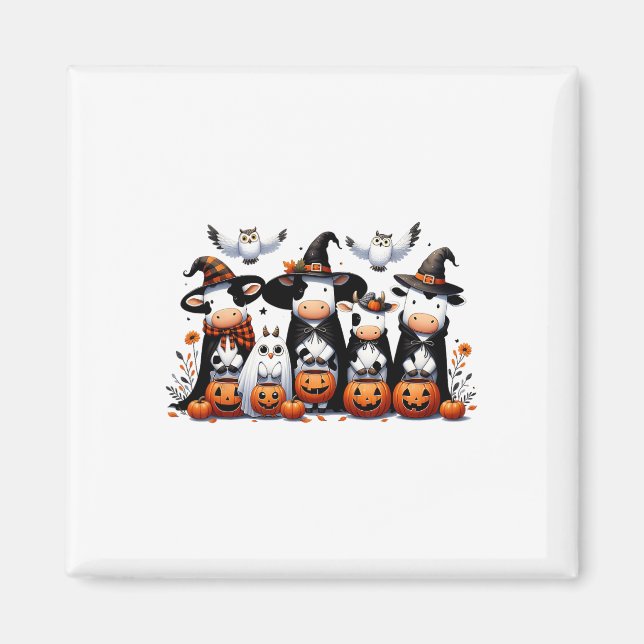 Lusnyj Ghost Cows Halloween Animals Cow Uggla Spoo Magnet (Framsidan)