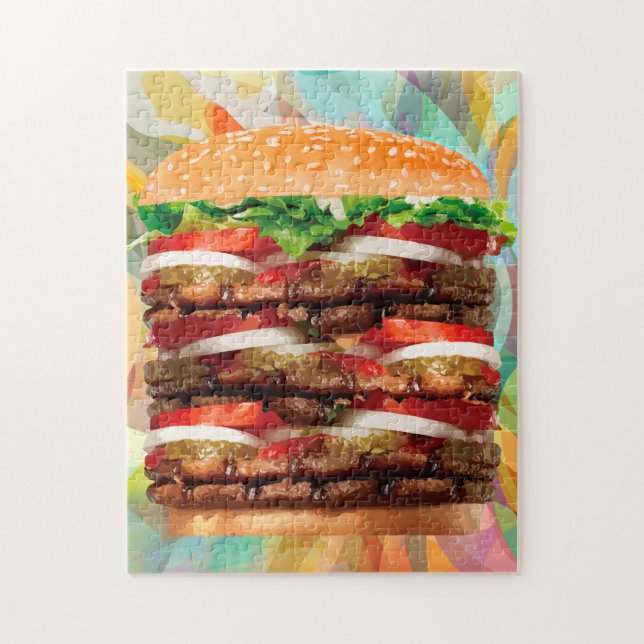 Lusnyj Giant Hamburger Jigszles Puzzles for Vuxnas Pussel (Vertikal)