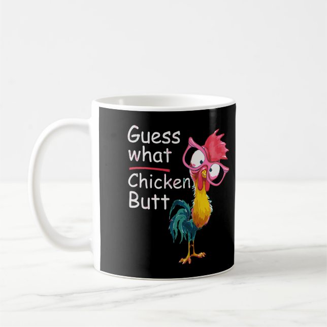 Lusnyj Gissa vad Chicken Butt Perfekt Humor Gift Kaffemugg (Vänster)