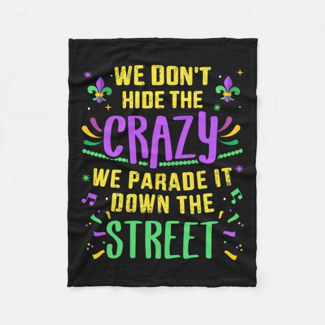 Lusnyj Göm inte Crazy Parad Down Street Mardi Gr Fleecefilt (Framsidan)