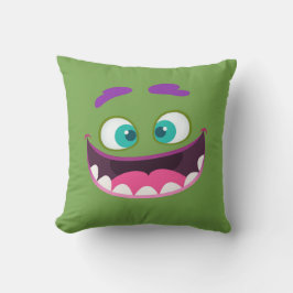 Lusnyj Goofy Fånig Monster Ansikte - lime green Kudde