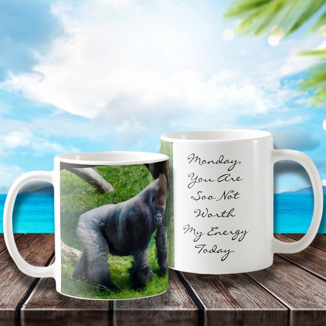 Lusnyj Gorilla måndag Värde min energi idag Kaffemugg (Skapare uppladdad)