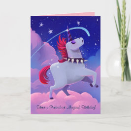 Lusnyj Goth Punk Tecknad Unicorn på Clouds Kort