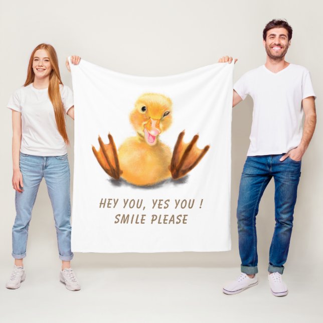 Lusnyj Gult Anka-lejd Wink Lycklig Smile-Tecknad Fleecefilt (På plats)