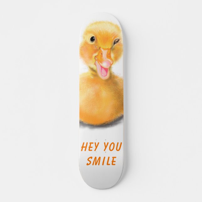 Lusnyj Gult Anka-lejd Wink Lycklig Smile-Tecknad Mini Skateboard Bräda 18,5 Cm (Framsida)