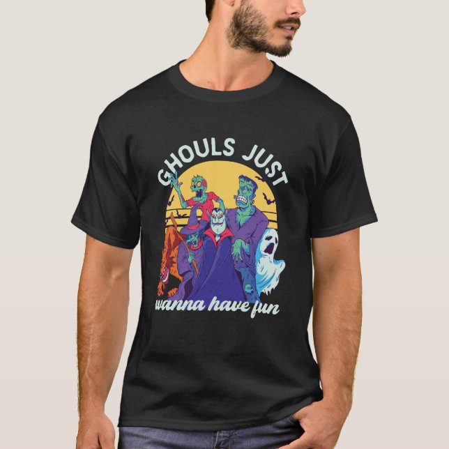 Lusnyj Halloween Ghouls vill bara ha Roligt T Shirt (Framsida)