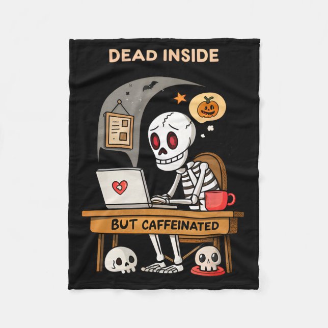 Lusnyj Halloween-kaffedesign död innanför men Caff Fleecefilt (Framsidan)