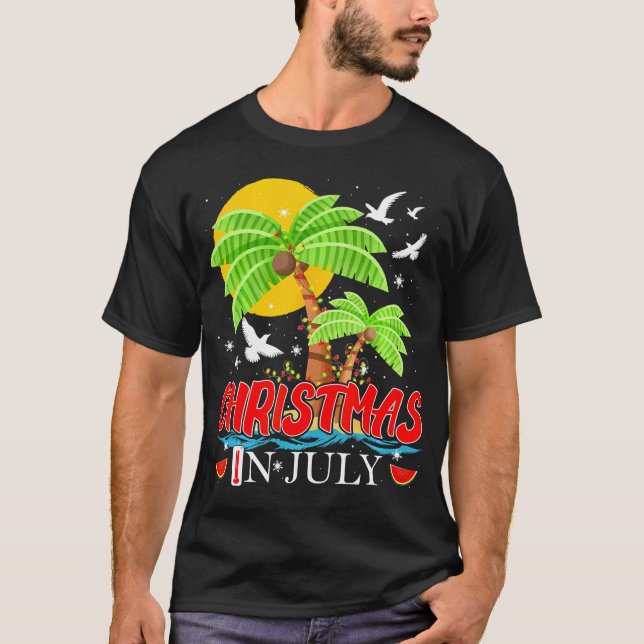 Lusnyj Handflatan Träd & Ljus jul i juli Sommaren T Shirt (Framsida)