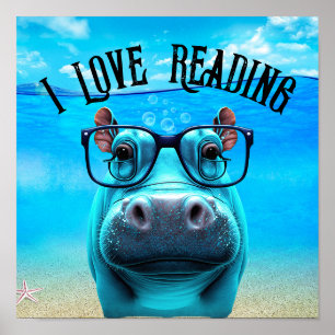 Lusnyj Hippo med glasögon i Kärlek som läser Bibli Poster