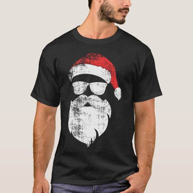 Lusnyj Hipster Santa Ansikte med Hat Beard-glas T Shirt (Framsida)
