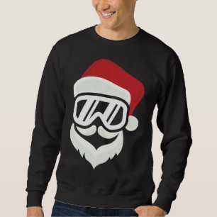 Lusnyj Hipster Santa med Ski Goggles Snowboard Gif Lång Ärmad Tröja