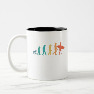 Lusnyj Human Evolution Surfing Gift for Surfers Två-Tonad Mugg