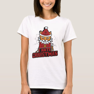 Lusnyj I Hate jul Santa Cat T Shirt