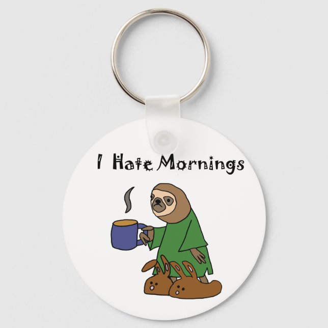 Lusnyj I Hate Mornings Sloth Tecknad Nyckelring (Framsida)