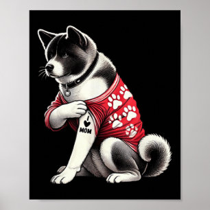 Lusnyj i Kärlek Mamma Tatto Akita Mamma för kvinno Poster