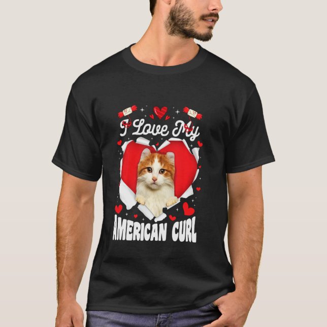 Lusnyj i Kärlek Min amerikanska Curl Valentine Cat T Shirt (Framsida)
