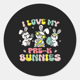 Lusnyj I Kärlek Min förk Bunnies Preschool Teacher Runt Klistermärke