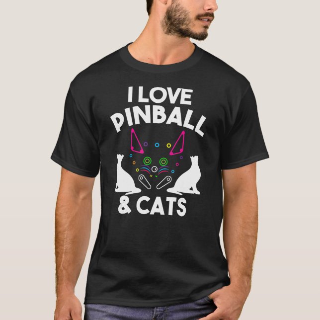 Lusnyj I Kärlek Pinball & Cats Coola Arcade Maskin T Shirt (Framsida)