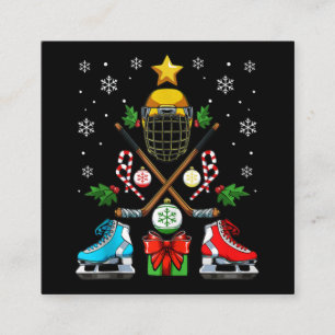 Lusnyj Ice Hockey jul Ornament Träd Julafton Boys Fyrkantigt Visitkort