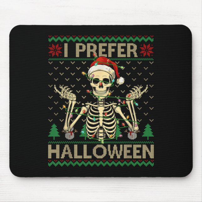 Lusnyj, jag föredrar Halloween Skeleton Ugly jul S Musmatta (Framsidan)