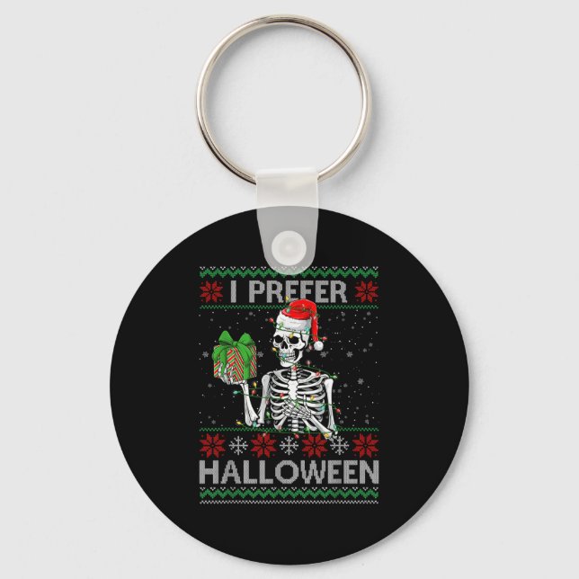 Lusnyj, jag föredrar Halloween Skeleton Ugly jul S Nyckelring (Framsida)