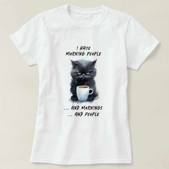 Lusnyj, jag hatar morgonfolk och morningar och män t shirt (Design framsida)