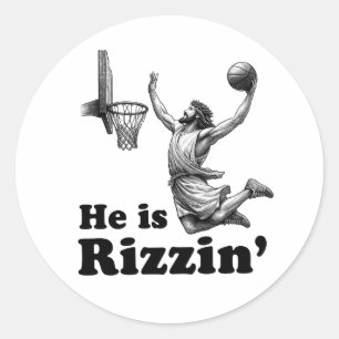 Lusnyj Jesus Basketball - han är Rizzin Runt Klistermärke