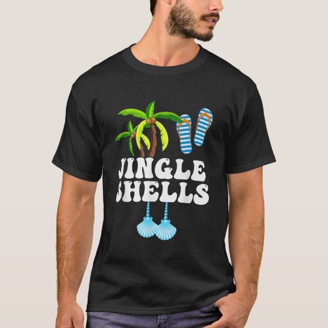 Lusnyj Jingle-Snäckor Jul i juli Beach Vacati T Shirt (Framsida)