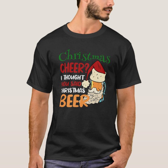 Lusnyj Jul Cheer Beer Mugg i Jultomten Hat T Shirt (Framsida)