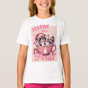 Lusnyj Jul Festive men Feral Raccoon T Shirt