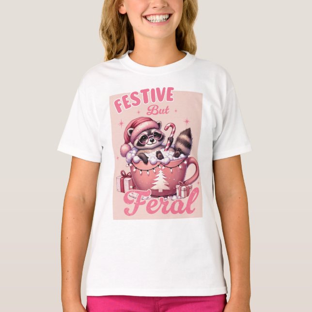 Lusnyj Jul Festive men Feral Raccoon T Shirt (Framsida)